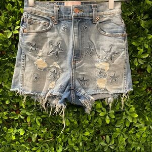 REVICE Blue Distressed Jean Shorts Size 28